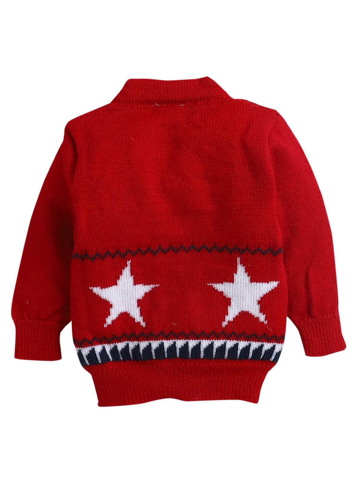 Little Angels Little Angels V-Neck Full Sleeves Full Sleeves Star Cardigan, Tie-Knot Cap and Socks Sweater Sets Mini Explorer Winter Outfit