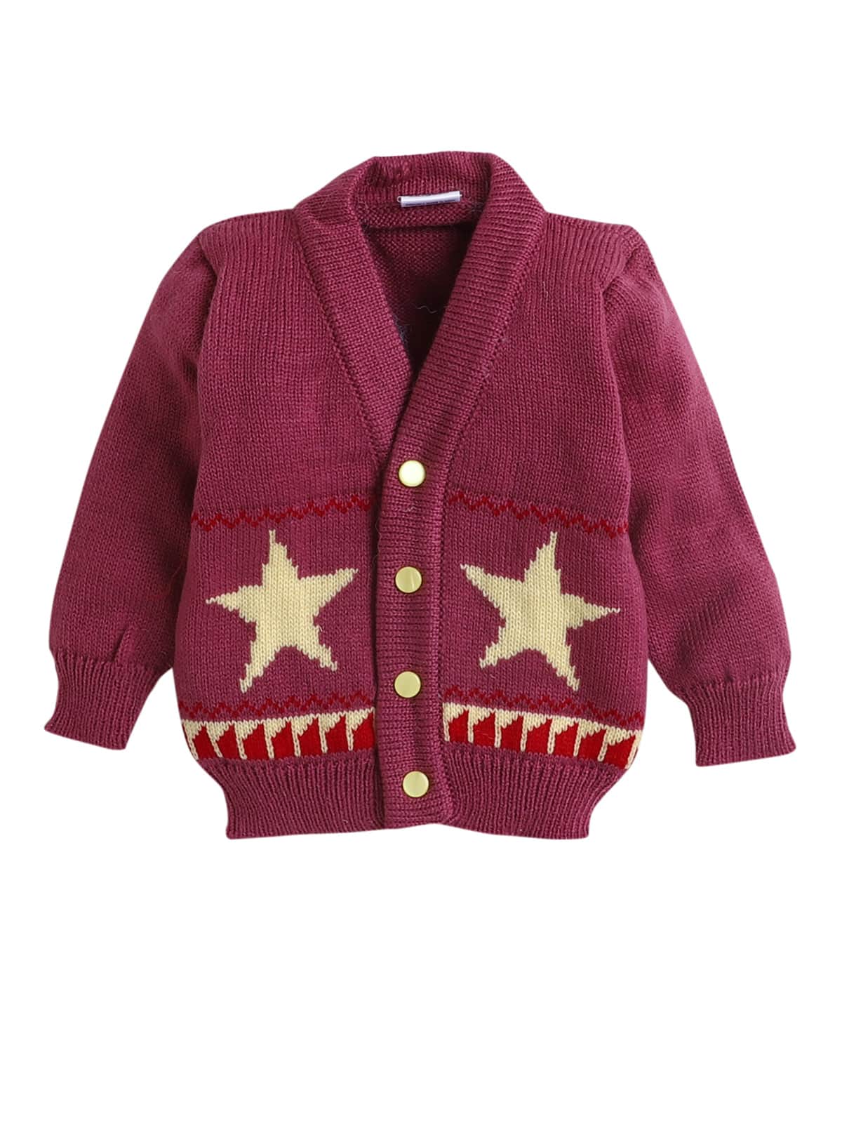 Little Angels Little Angels V-Neck Full Sleeves Full Sleeves Star Cardigan, Tie-Knot Cap and Socks Sweater Sets Mini Explorer Winter Outfit