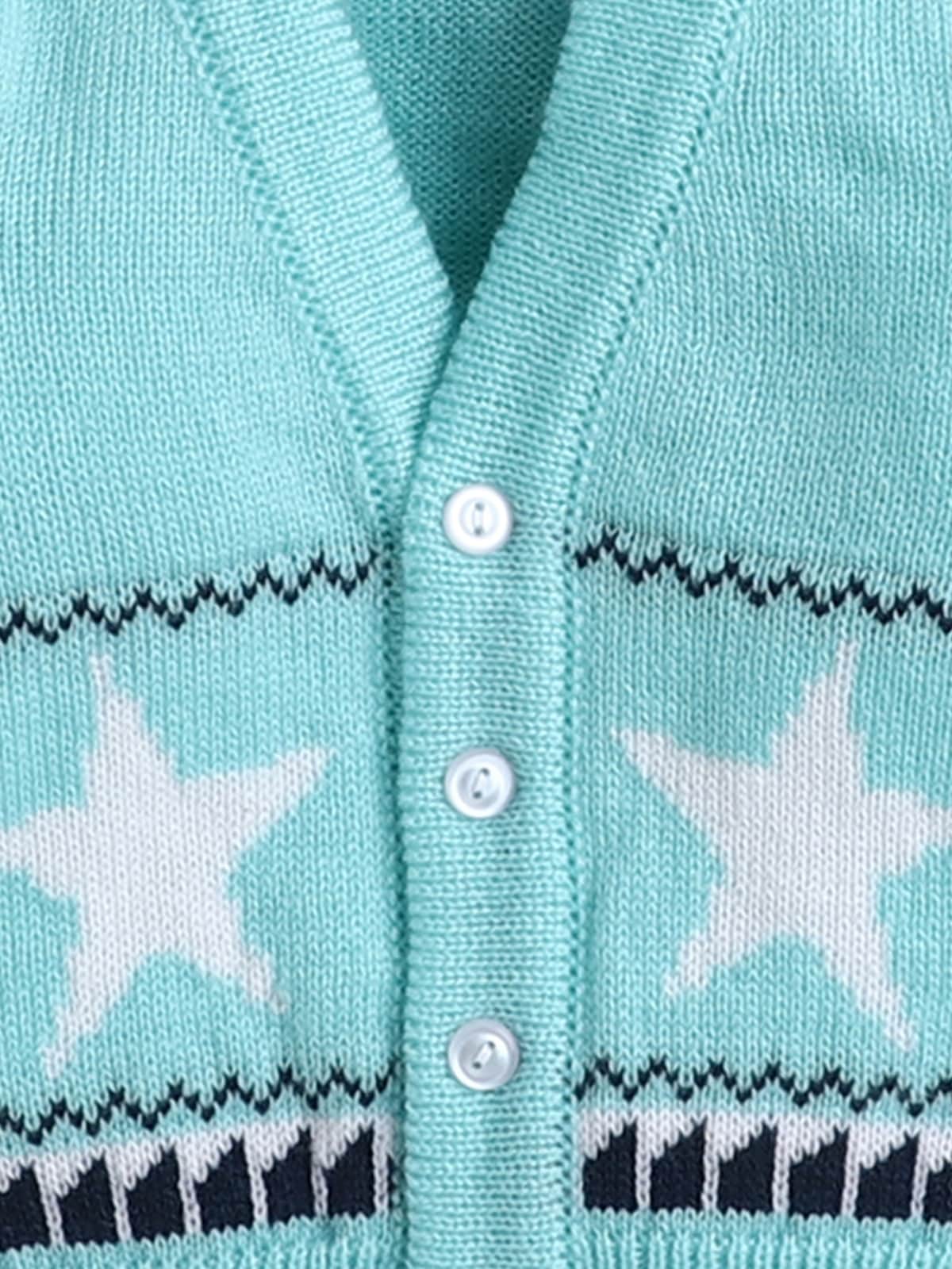 Little Angels Little Angels V-Neck Full Sleeves Full Sleeves Star Cardigan, Tie-Knot Cap and Socks Sweater Sets Mini Explorer Winter Outfit