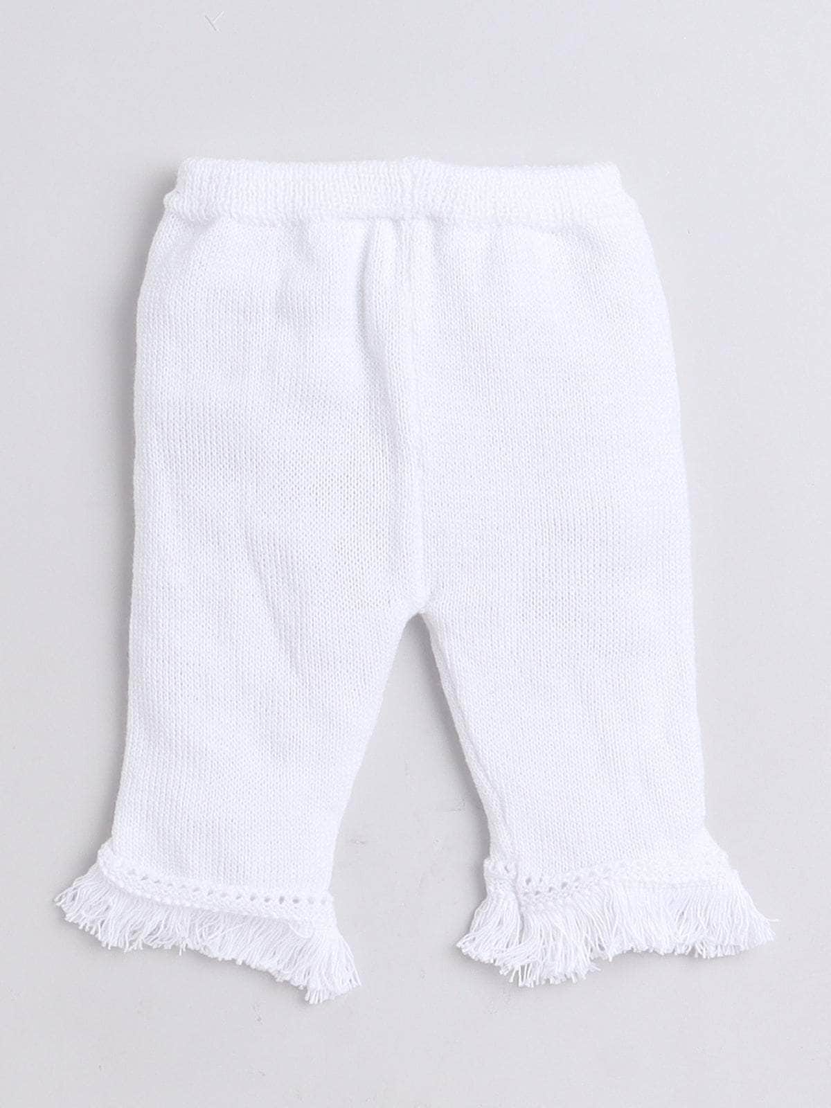 Little Angels 2 Pcs Sweater Set Solid V-Neck Baby Wool White Pullover and Pants For Baby Girls Sweater Sets Mini Fashion, Major Cuteness Set