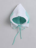 Little Angels Little Angels Sweater Set Baby Wool Full Sleeves V-Neck Textured White & Green 3-Piece Set Sweater Sets Mint Gradient Baby Knitwear Set