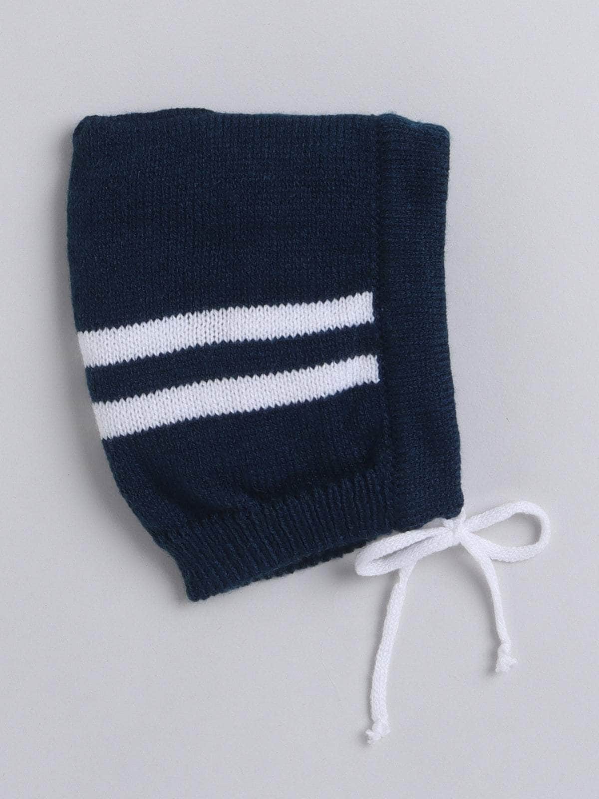 Little Angels Little Angels Sweater Set Baby Wool Full Sleeves V-Neck Fair Isle Knitted Red 3-Piece Set Sweater Sets Navy & White Striped Woollen Cardigan with ‘I Love Dad’ Sweater