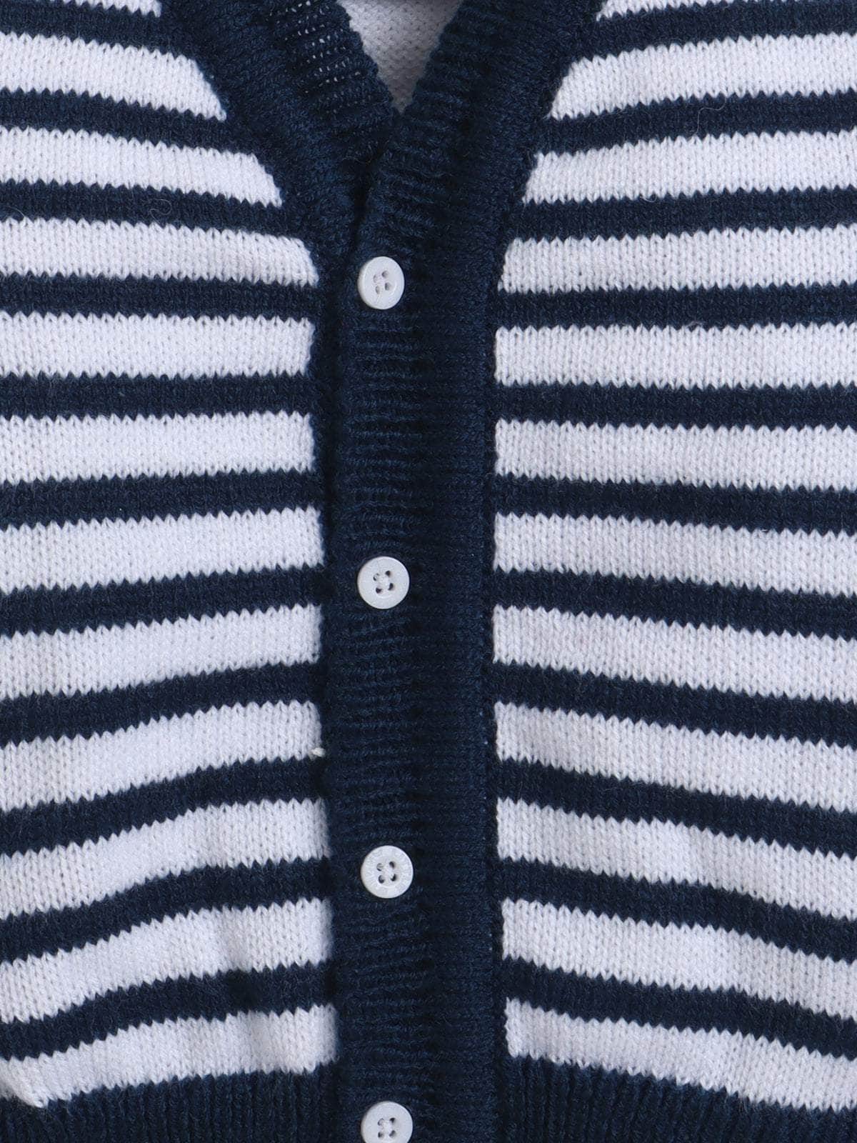 Little Angels Little Angels Sweater Set Baby Wool Full Sleeves V-Neck Fair Isle Knitted Red 3-Piece Set Sweater Sets Navy & White Striped Woollen Cardigan with ‘I Love Dad’ Sweater