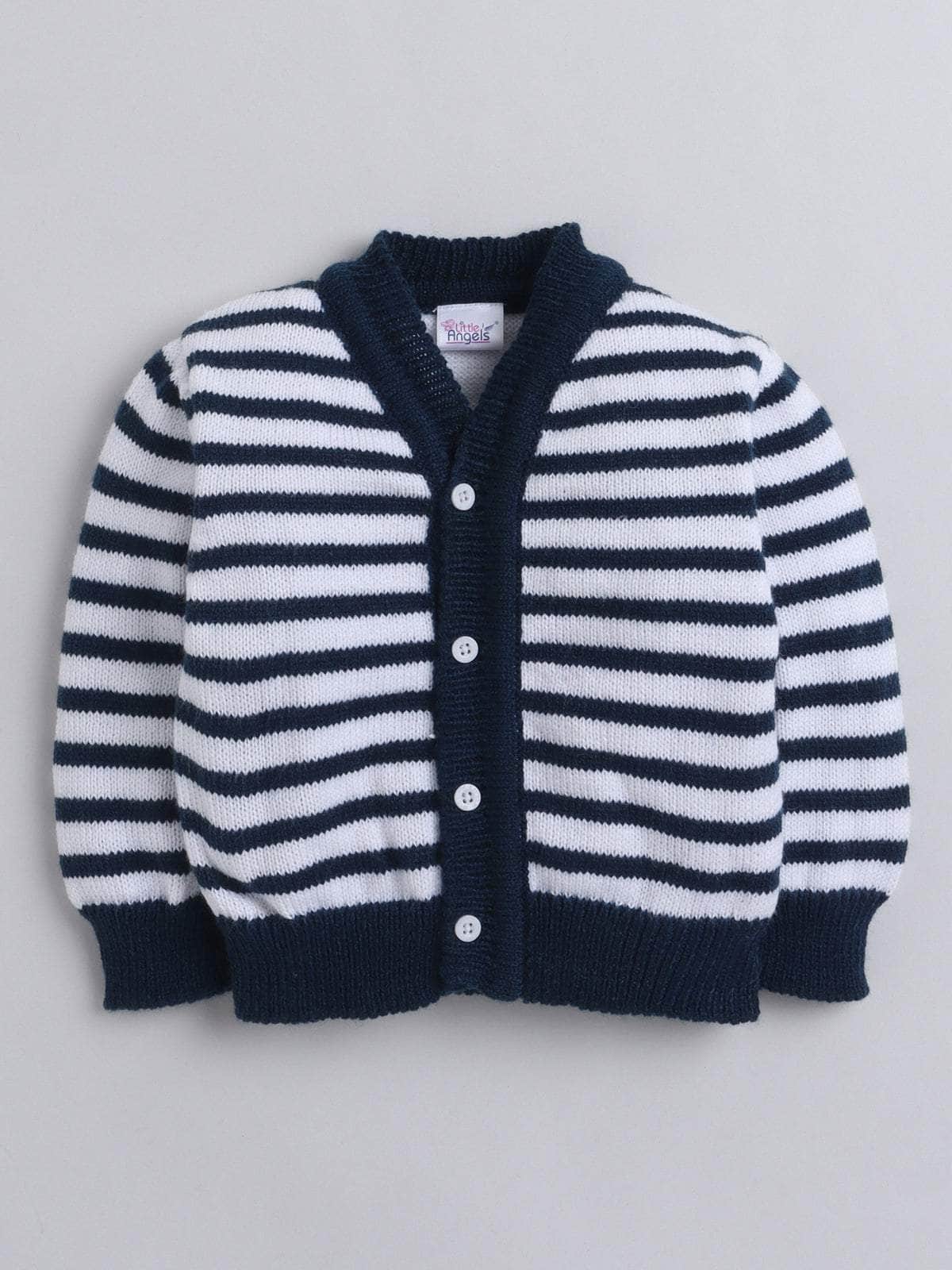 Little Angels Little Angels Sweater Set Baby Wool Full Sleeves V-Neck Fair Isle Knitted Red 3-Piece Set Sweater Sets Navy & White Striped Woollen Cardigan with ‘I Love Dad’ Sweater