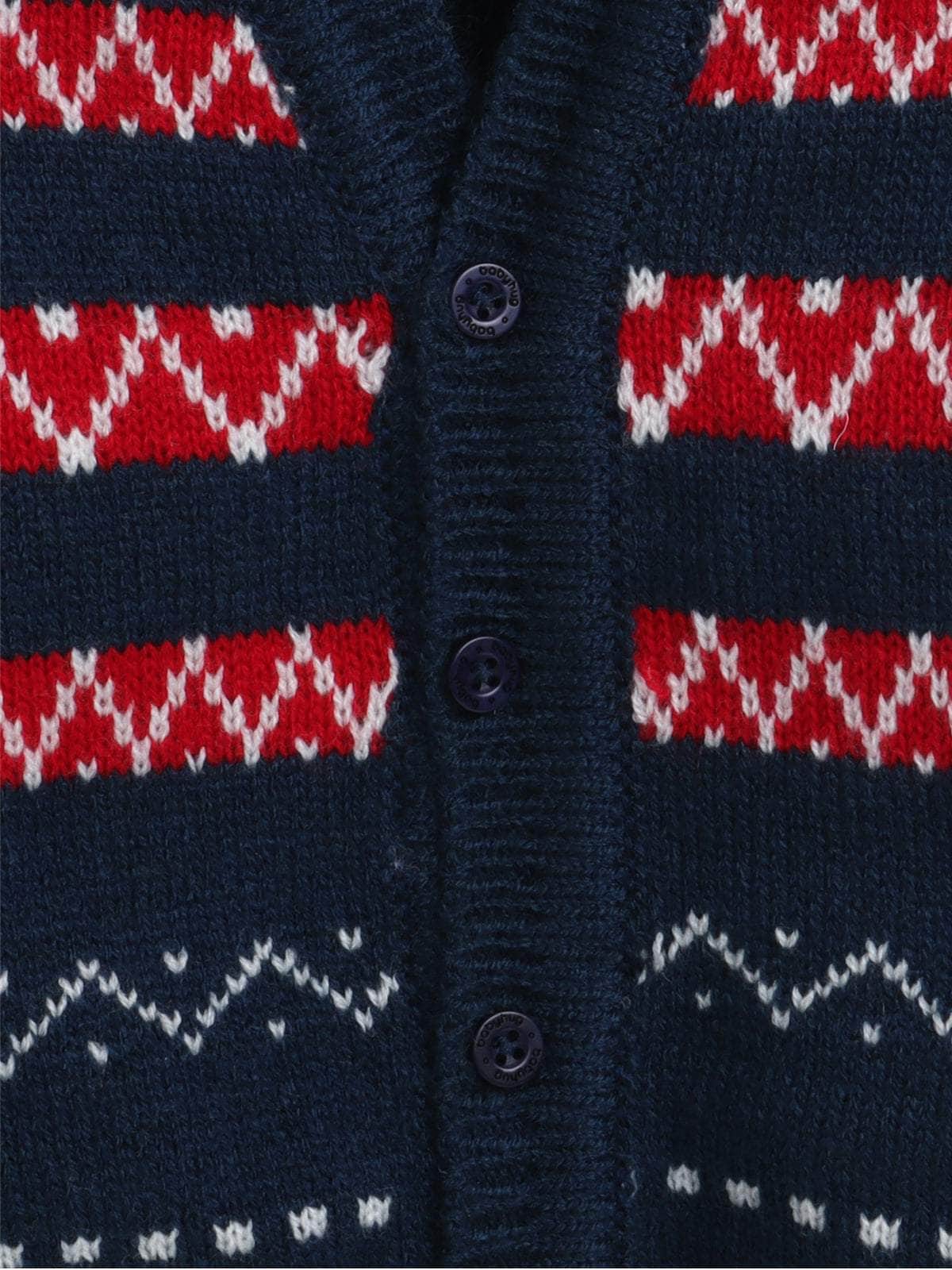 Little Angels Little Angels V-Neck Full Sleeves Full Sleeves Fair Isle Cardigan, Tie-Knot Cap and Socks Sweater Sets Nordic Nights Baby Outfit
