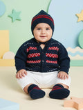 Little Angels Little Angels V-Neck Full Sleeves Full Sleeves Fair Isle Cardigan, Tie-Knot Cap and Socks Sweater Sets Nordic Nights Baby Outfit