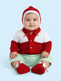Little Angels Little Angels V-Neck Full Sleeves Full Sleeves Colour-Block Cardigan, Tie-Knot Cap and Socks Sweater Sets Pure Embrace Babywear Set