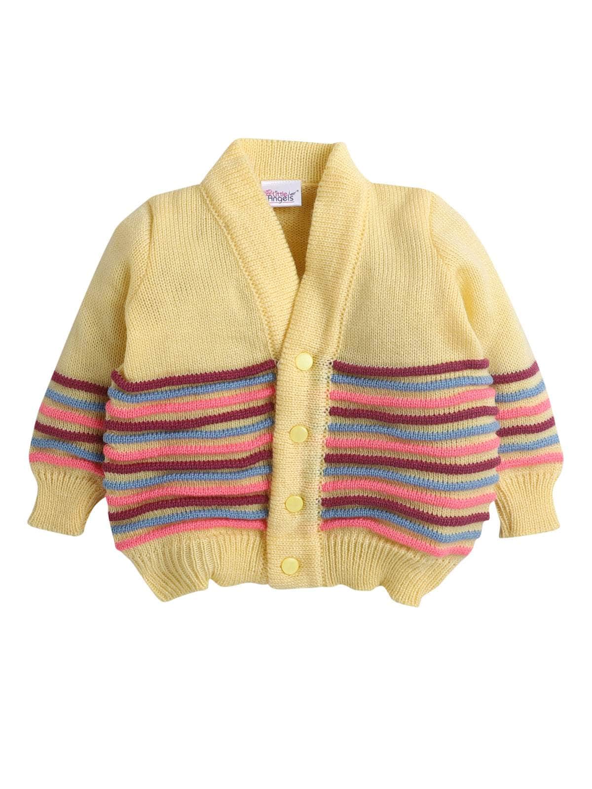 Little Angels Little Angels Sweater Set Baby Wool Full Sleeves V-Neck Bumper Striped Blue 3-Piece Set Sweater Sets Rainbow Snug Bumper Baby Outfit