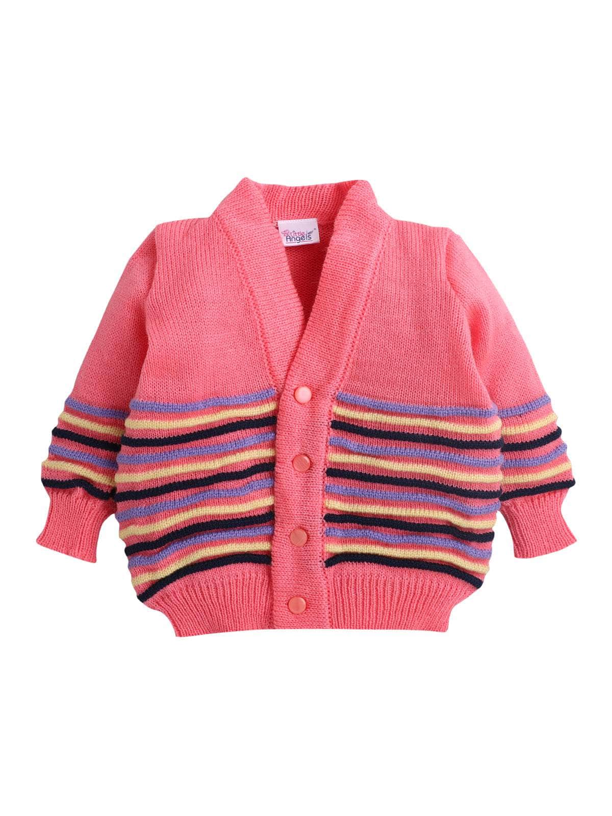 Little Angels Little Angels Sweater Set Baby Wool Full Sleeves V-Neck Bumper Striped Blue 3-Piece Set Sweater Sets Rainbow Snug Bumper Baby Outfit