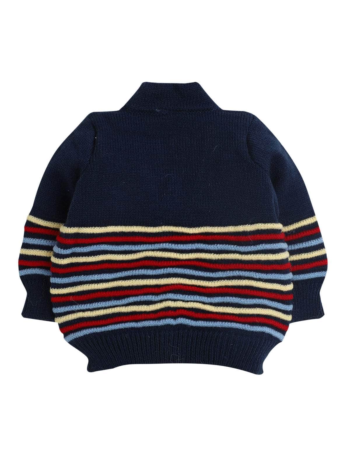 Little Angels Little Angels Sweater Set Baby Wool Full Sleeves V-Neck Bumper Striped Blue 3-Piece Set Sweater Sets Rainbow Snug Bumper Baby Outfit
