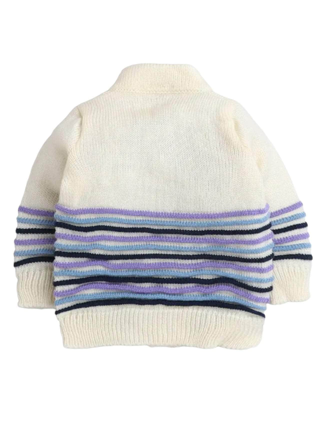 Little Angels Little Angels Sweater Set Baby Wool Full Sleeves V-Neck Bumper Striped Blue 3-Piece Set Sweater Sets Rainbow Snug Bumper Baby Outfit