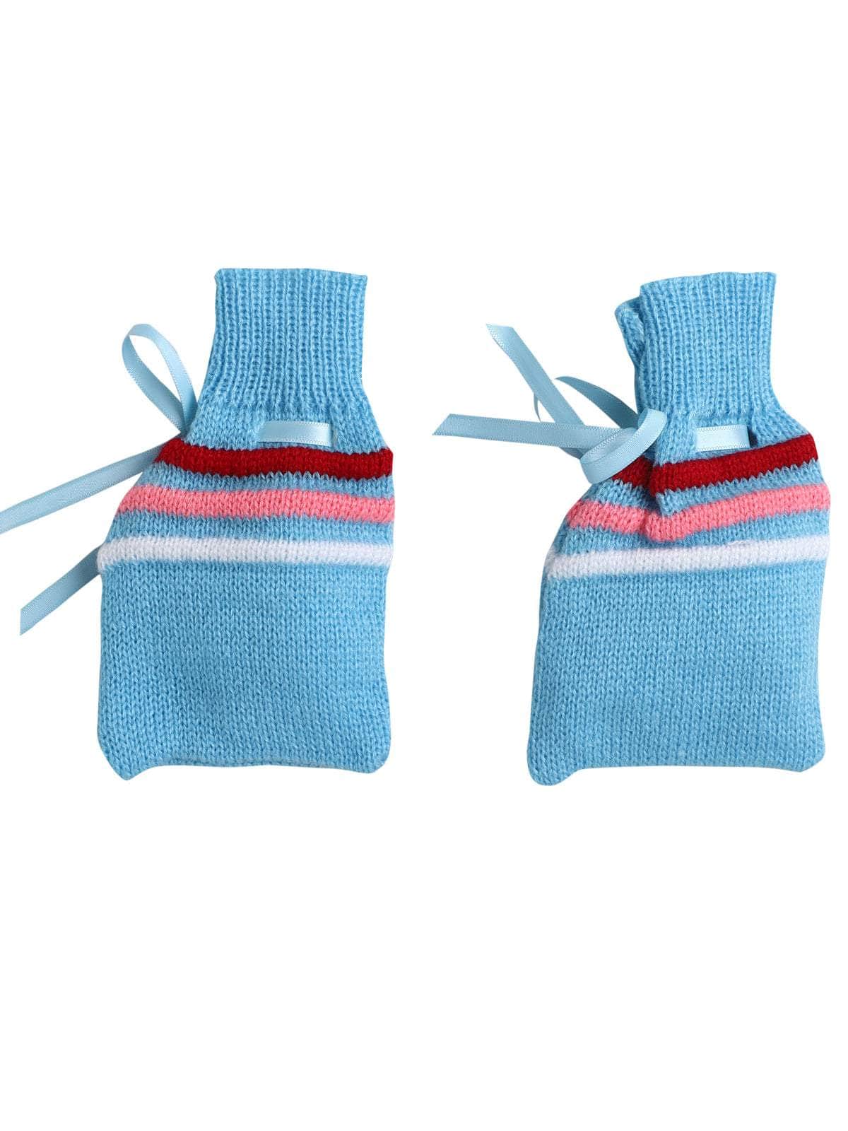 Little Angels Little Angels Sweater Set Baby Wool Full Sleeves V-Neck Bumper Striped Blue 3-Piece Set Sweater Sets Rainbow Snug Bumper Baby Outfit