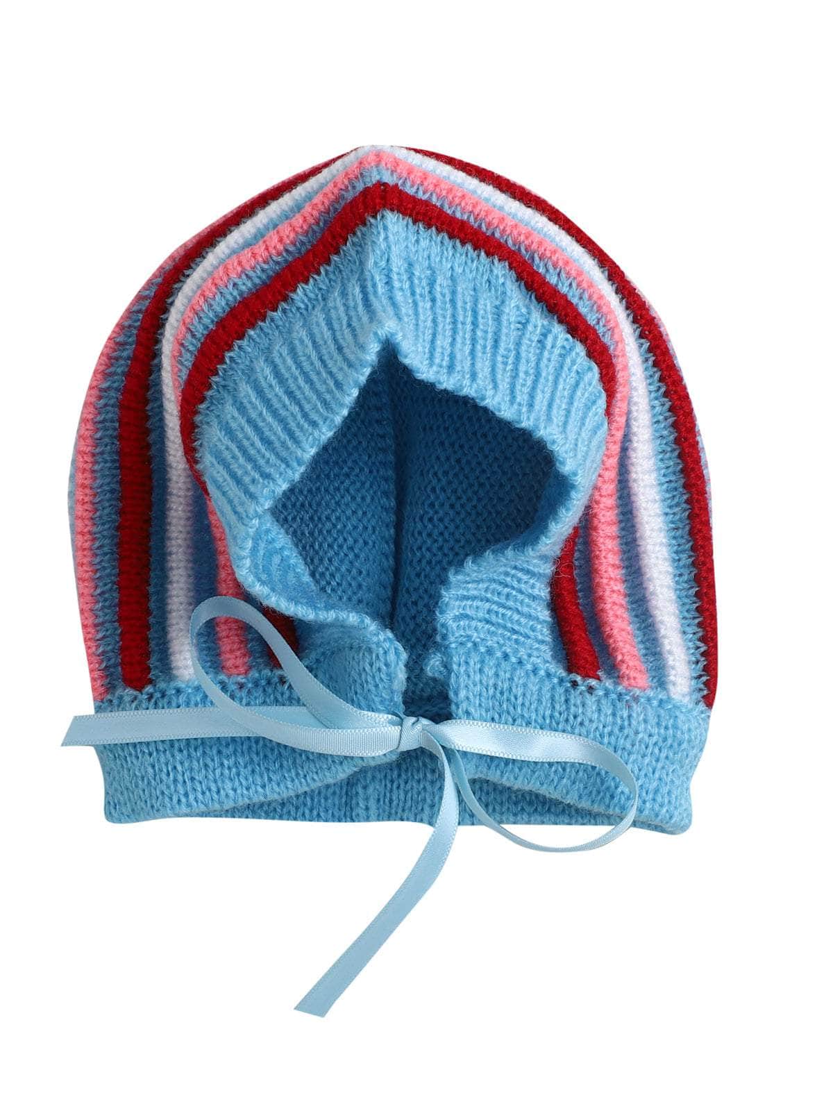 Little Angels Little Angels Sweater Set Baby Wool Full Sleeves V-Neck Bumper Striped Blue 3-Piece Set Sweater Sets Rainbow Snug Bumper Baby Outfit