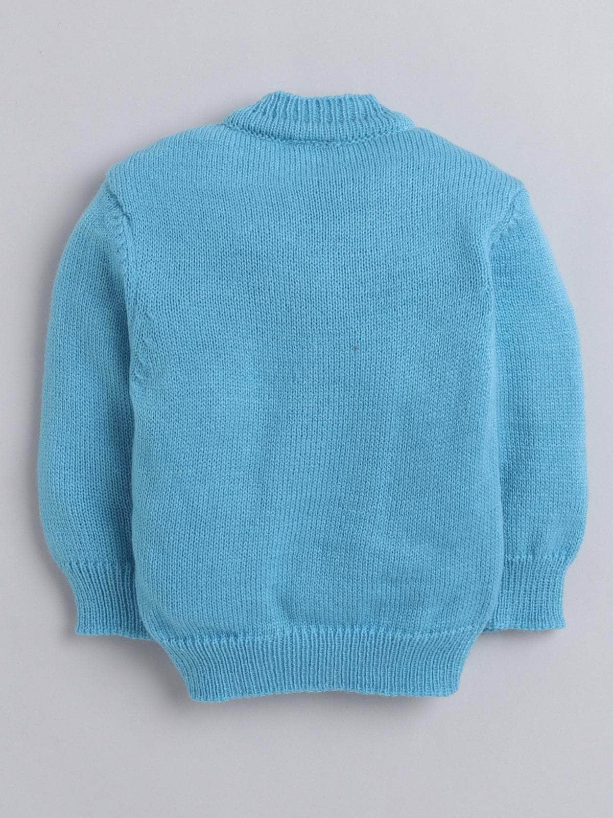 Little Angels Little Angels Sweater Set Baby Wool Full Sleeves V-Neck Textured Triangle Blue & White 3-Piece Set Sweater Sets Snow Cone Snugglewear Set