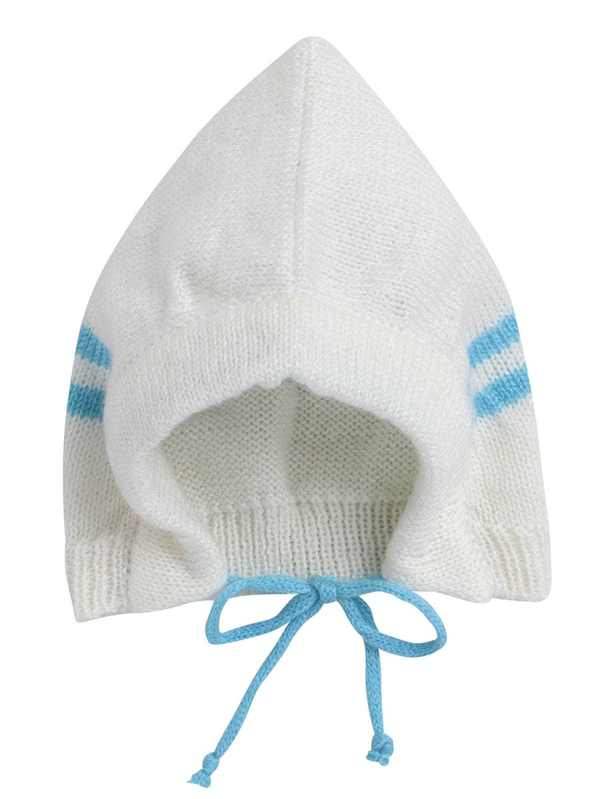 Little Angels Little Angels Sweater Set Baby Wool Full Sleeves V-Neck Striped White & Blue 3-Piece Set Sweater Sets Snowy Sky Baby Knit Set
