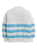 Little Angels Little Angels Sweater Set Baby Wool Full Sleeves V-Neck Striped White & Blue 3-Piece Set Sweater Sets Snowy Sky Baby Knit Set