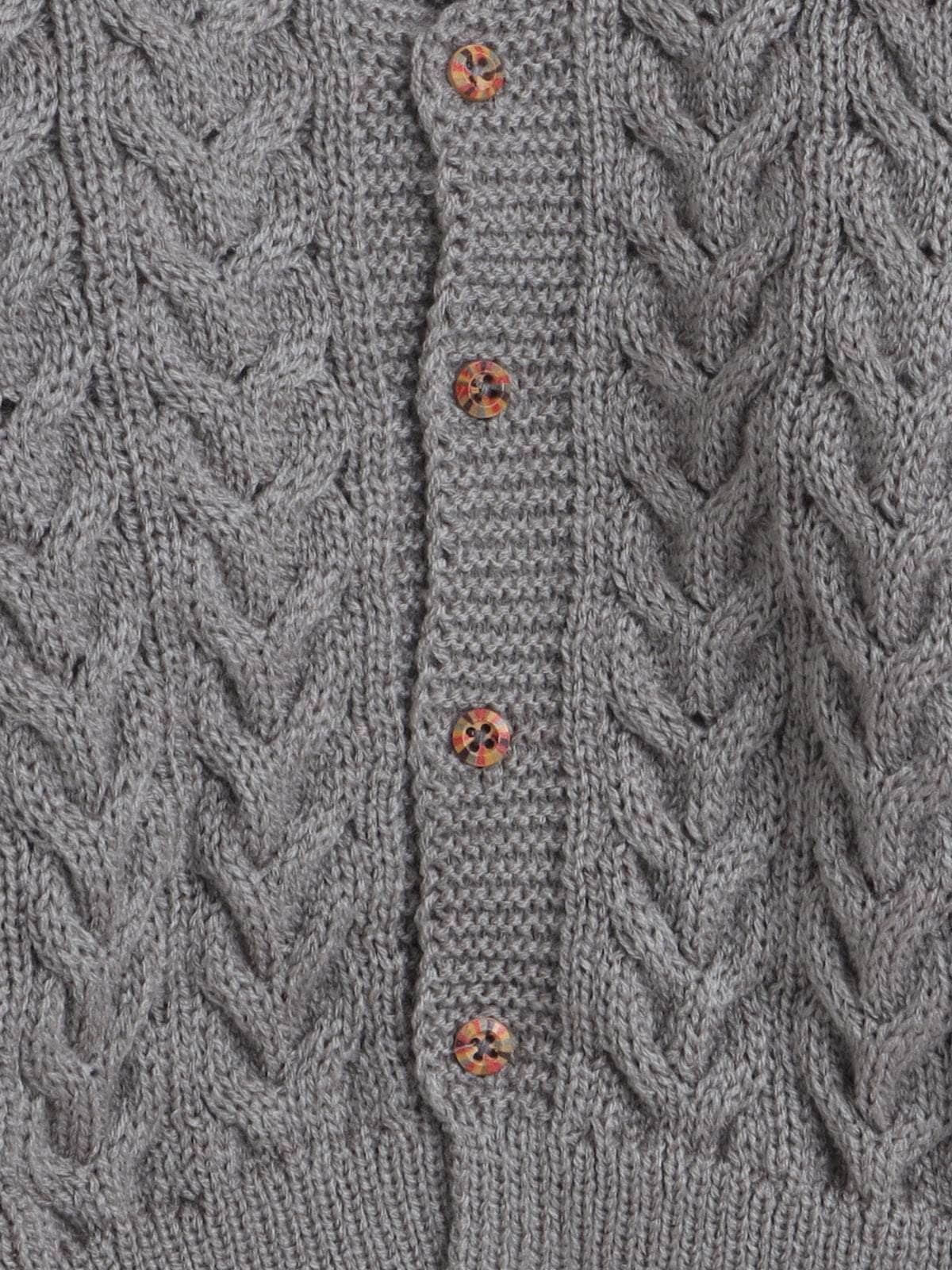 Little Angels Little Angels V-Neck Full Sleeves Full Sleeves Cable Knit Cardigan, Cap & Pants Sweater Sets Snuggle Me Grey Knit Set