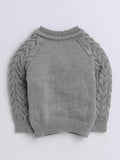 Little Angels Little Angels V-Neck Full Sleeves Full Sleeves Cable Knit Cardigan, Cap & Pants Sweater Sets Snuggle Me Grey Knit Set