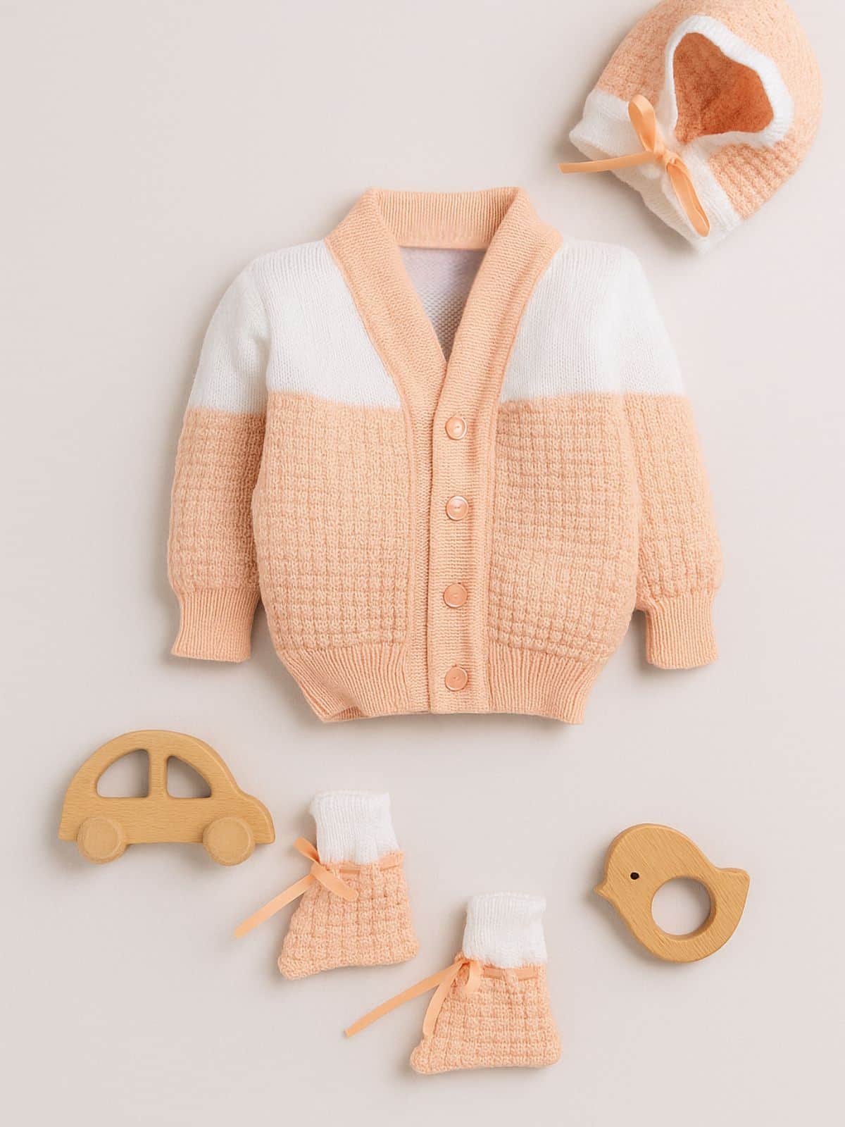 Little Angels Snuggle & Shine Baby Sweater Outfit Sweater Sets Snuggle & Shine Baby Sweater Outfit 0-3 M / Peach / Baby Wool