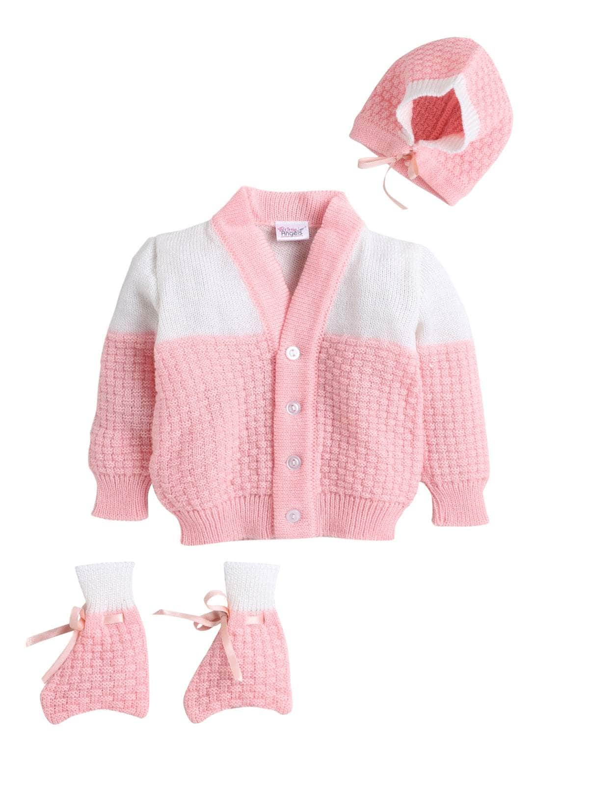 Little Angels Snuggle & Shine Baby Sweater Outfit Sweater Sets Snuggle & Shine Baby Sweater Outfit Pink / 0-3 M / Baby Wool
