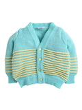 Little Angels Little Angels Sweater Set Baby Wool Full Sleeves V-Neck Bumper Striped Blue & Navy 3-Piece Set Sweater Sets Stripe Hop Cozy Baby Outfit
