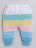 Little Angels Little Angels V-Neck Full Sleeves Textured Color-Block Blue & Multi Cardigan, Pants, Cap & Socks Sweater Sets Stripe Parade Baby Sweater Set