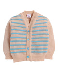 Little Angels Little Angels Sweater Set Baby Wool Full Sleeves V-Neck Bud Striped Peach 3-Piece Set Sweater Sets Stripe Parade Baby Sweater Set