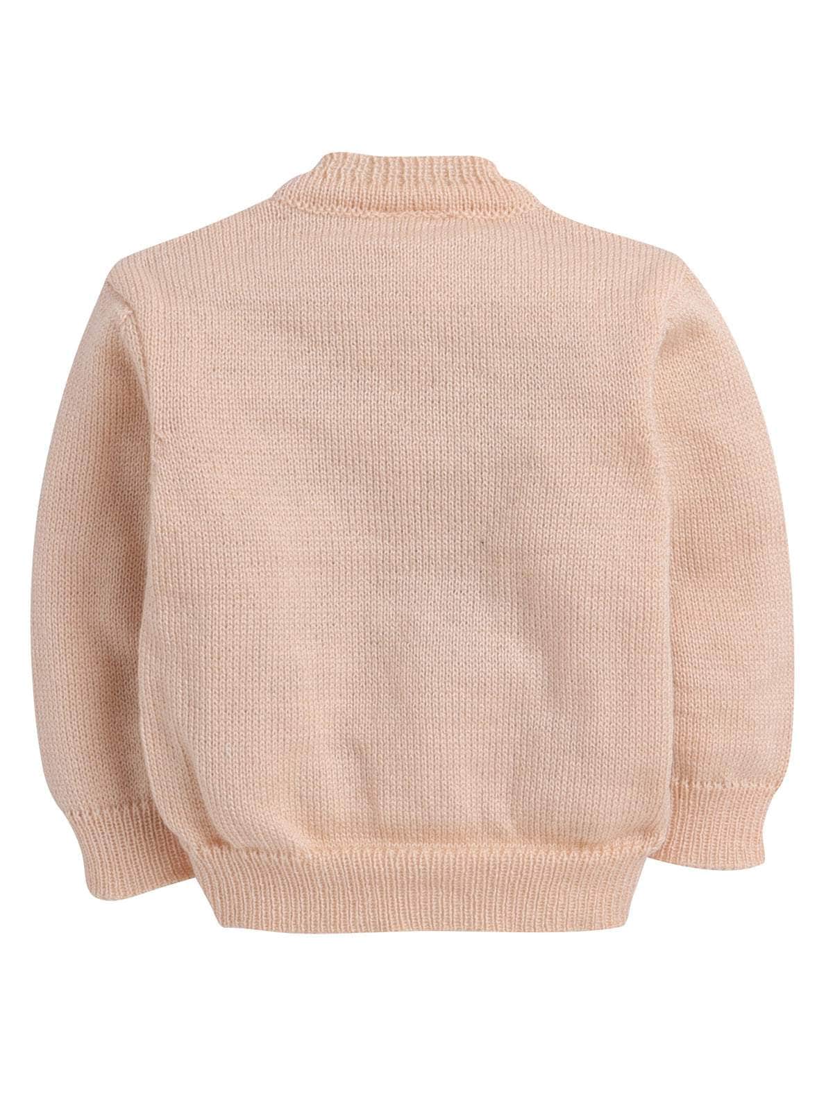Little Angels Little Angels Sweater Set Baby Wool Full Sleeves V-Neck Bud Striped Peach 3-Piece Set Sweater Sets Stripe Parade Baby Sweater Set