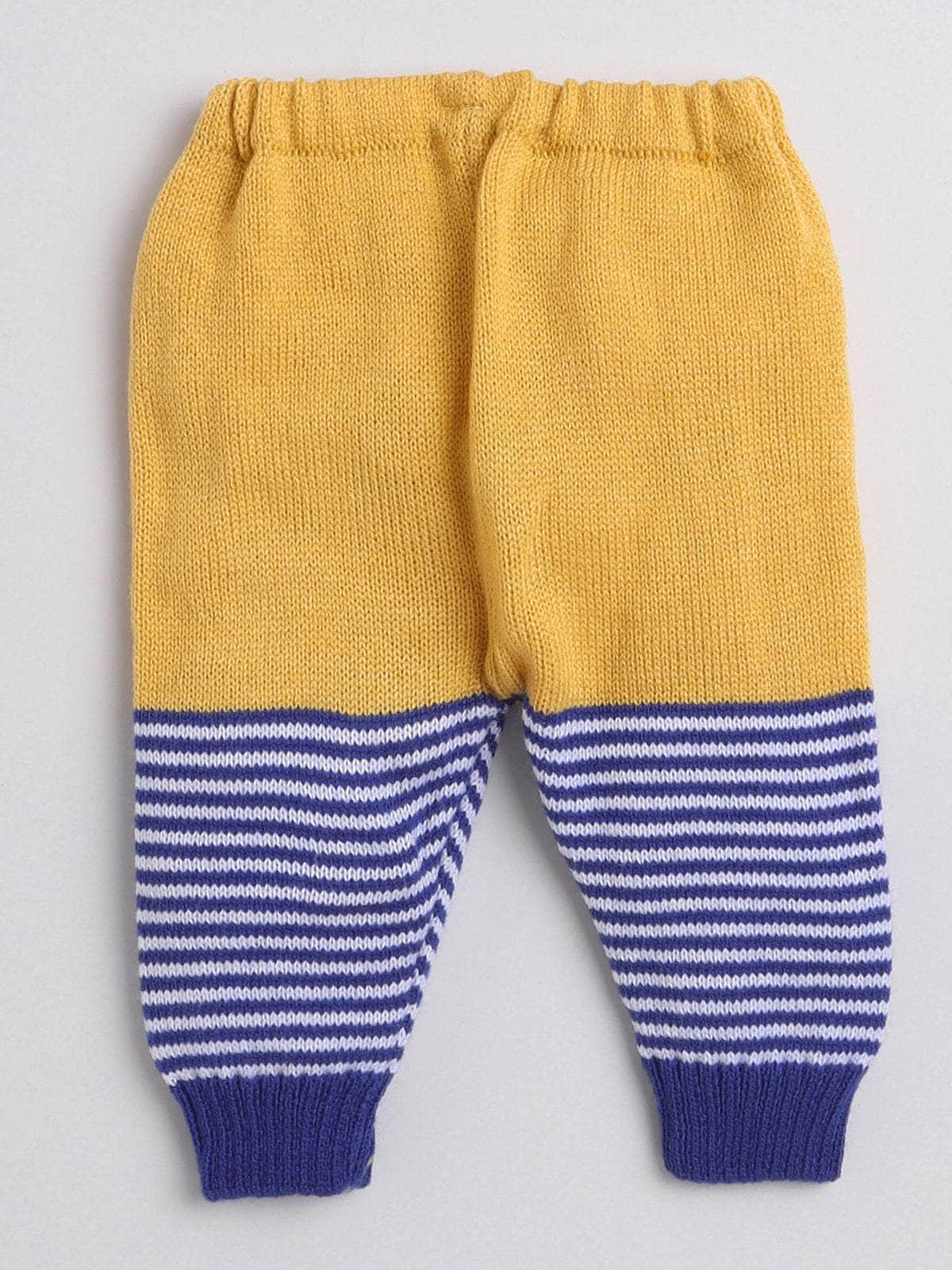 Little Angels Little Angels V-Neck Full Sleeves Striped Green & Neon Pink Cardigan, Pants, Cap & Socks Sweater Sets Stripe & Shine Knit Combo set