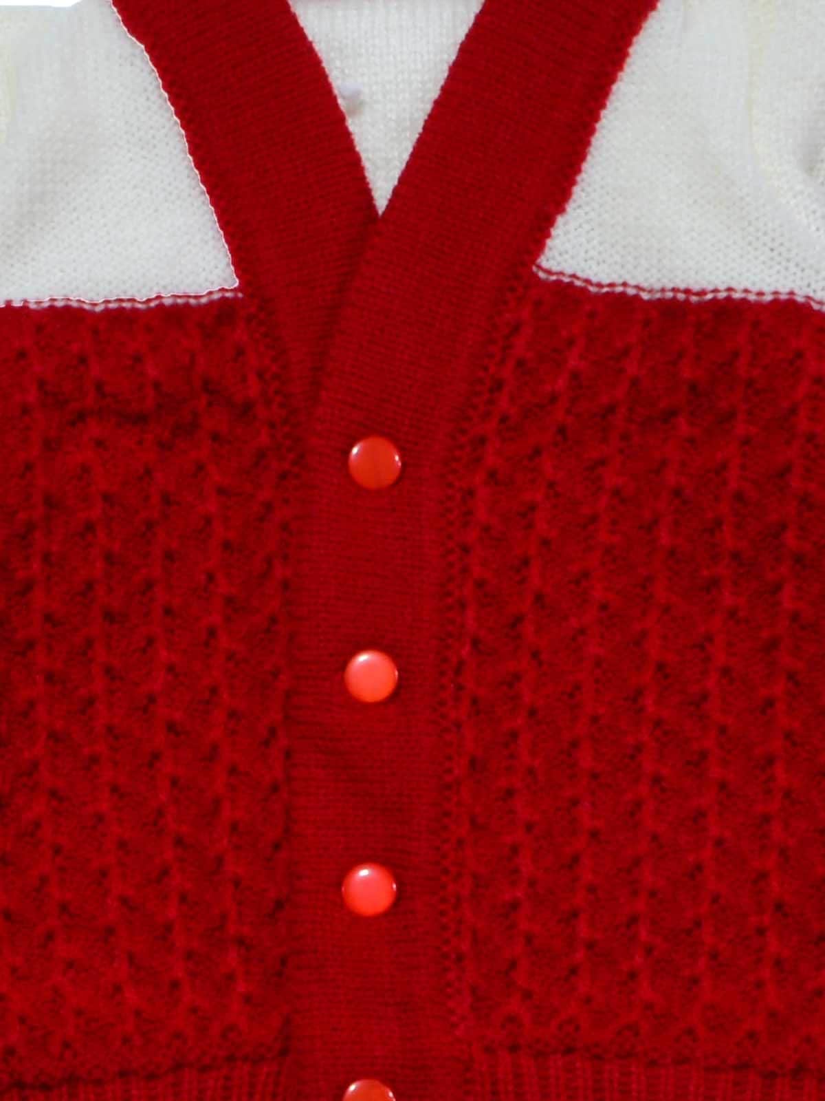 Little Angels Little Angels Sweater Set Baby Wool Full Sleeves V-Neck Textured Triangle Pink & Blue 3-Piece Set Sweater Sets The Little Holiday Knit Set 6-12 M / Red / Soft Wool