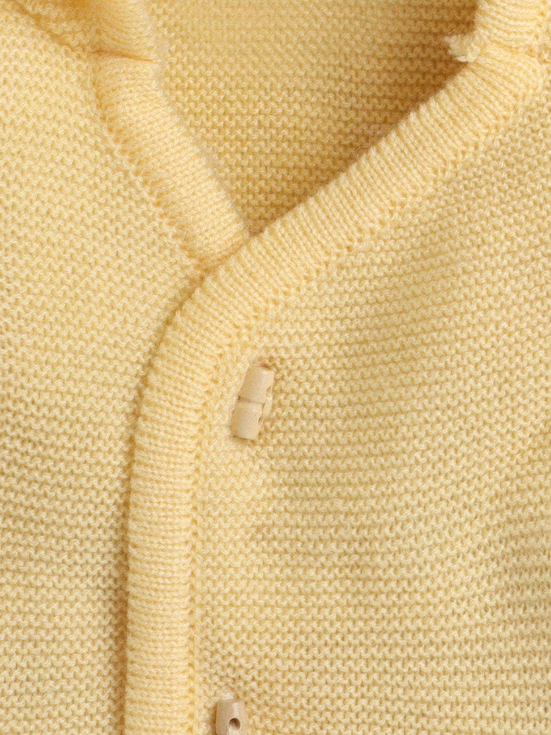 Little Angels Little Angels Sweater Set Baby Wool Full Sleeves V-Neck Striped in a Pearl Pattern Pink 3-Piece Set Sweater Sets Timeless Baby Knit Set 6-12M / Peach / Baby Wool