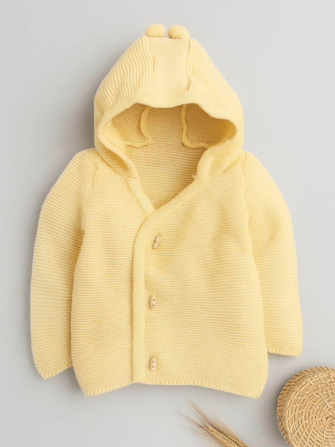 Little Angels Little Angels Sweater Set Baby Wool Full Sleeves V-Neck Striped in a Pearl Pattern Pink 3-Piece Set Sweater Sets Timeless Baby Knit Set 6-12M / Peach / Baby Wool