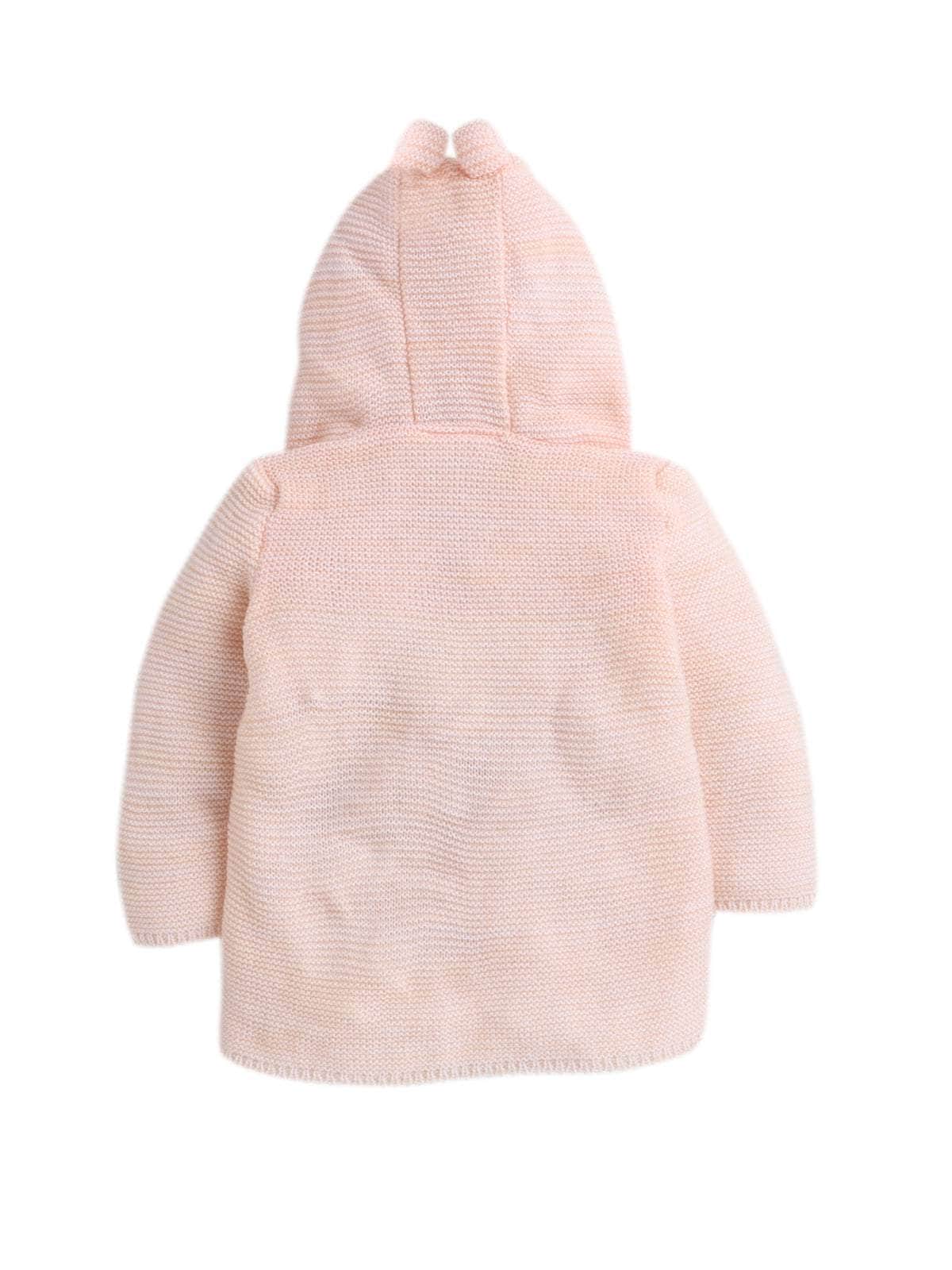 Little Angels Little Angels Sweater Set Baby Wool Full Sleeves V-Neck Striped in a Pearl Pattern Pink 3-Piece Set Sweater Sets Timeless Baby Knit Set 6-12M / Peach / Baby Wool