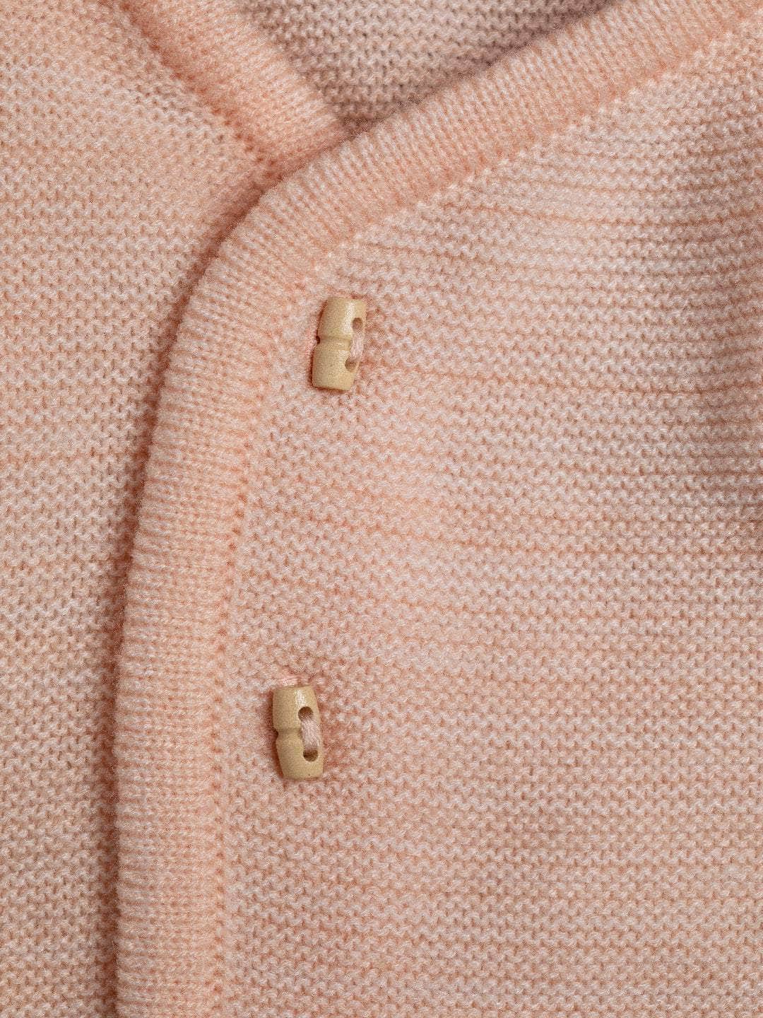 Little Angels Little Angels Sweater Set Baby Wool Full Sleeves V-Neck Striped in a Pearl Pattern Pink 3-Piece Set Sweater Sets Timeless Baby Knit Set 6-12M / Peach / Baby Wool