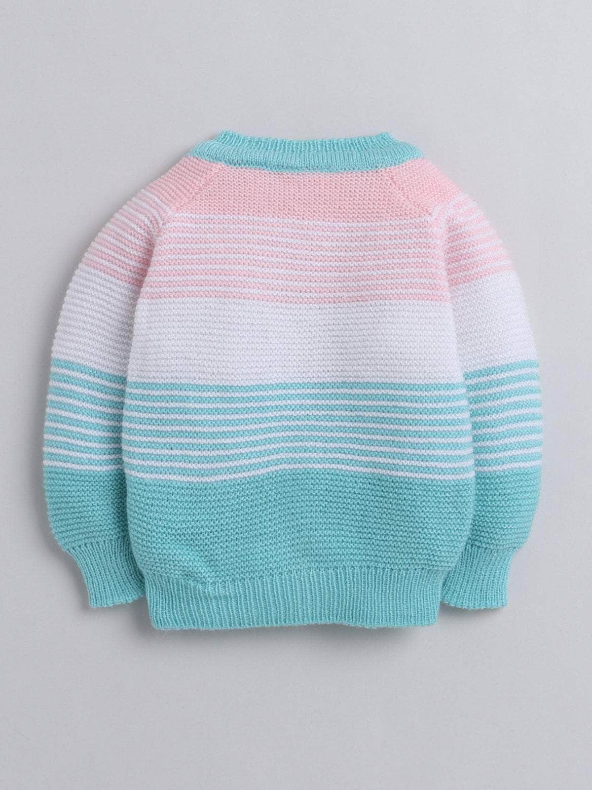 Little Angels Little Angels V-Neck Full Sleeves Striped Royal Blue & Mustard Cardigan, Pants, Cap & Socks Sweater Sets Tiny Sailor Stripes Set