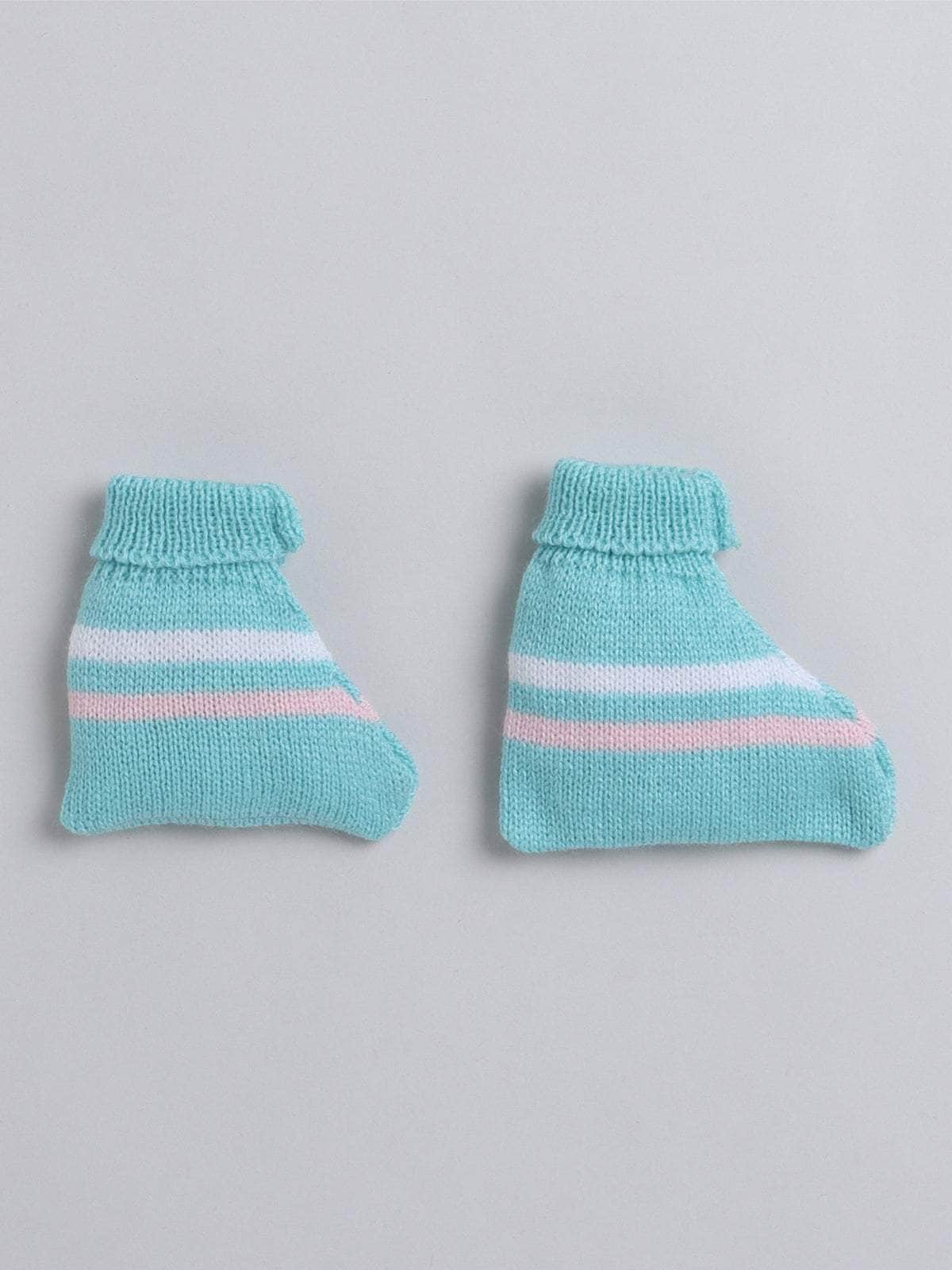 Little Angels Little Angels V-Neck Full Sleeves Striped Royal Blue & Mustard Cardigan, Pants, Cap & Socks Sweater Sets Tiny Sailor Stripes Set