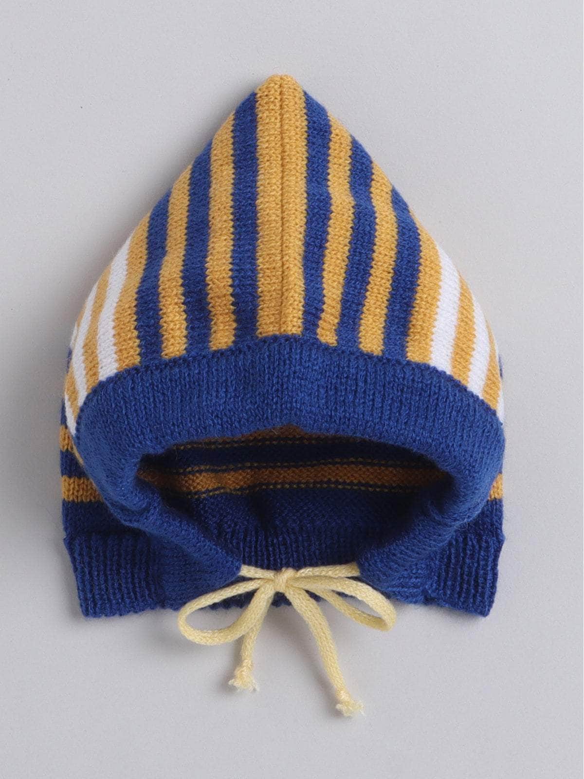 Little Angels Little Angels V-Neck Full Sleeves Striped Royal Blue & Mustard Cardigan, Pants, Cap & Socks Sweater Sets Tiny Sailor Stripes Set
