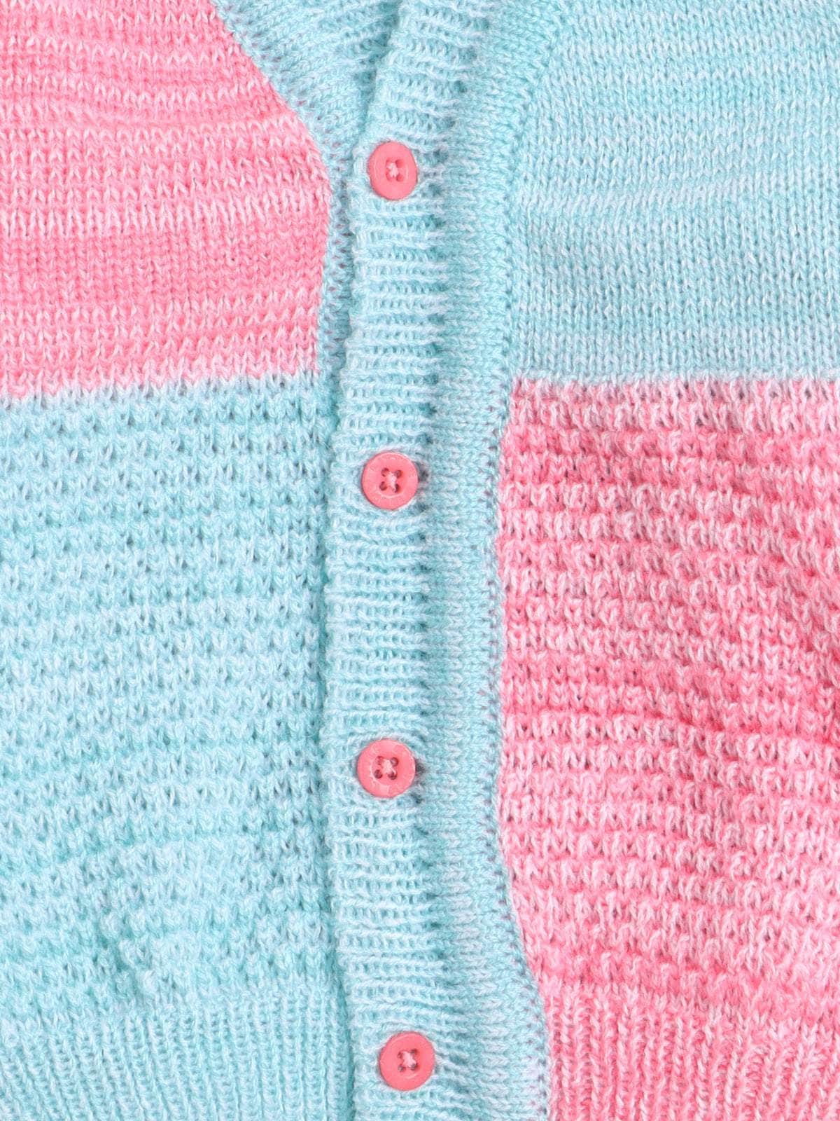 Little Angels Little Angels Sweater Set Baby Wool Full Sleeves V-Neck Color-Block Navy & Red 3-Piece Set Sweater Sets Tiny Spark Soft Knit Set