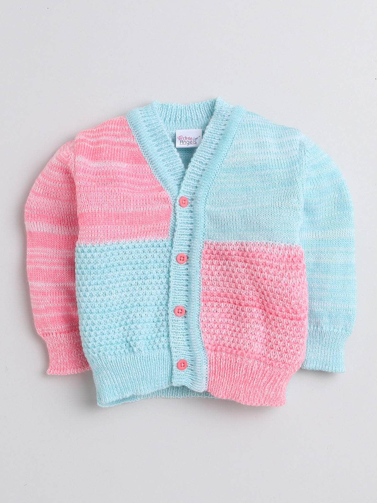 Little Angels Little Angels Sweater Set Baby Wool Full Sleeves V-Neck Color-Block Navy & Red 3-Piece Set Sweater Sets Tiny Spark Soft Knit Set