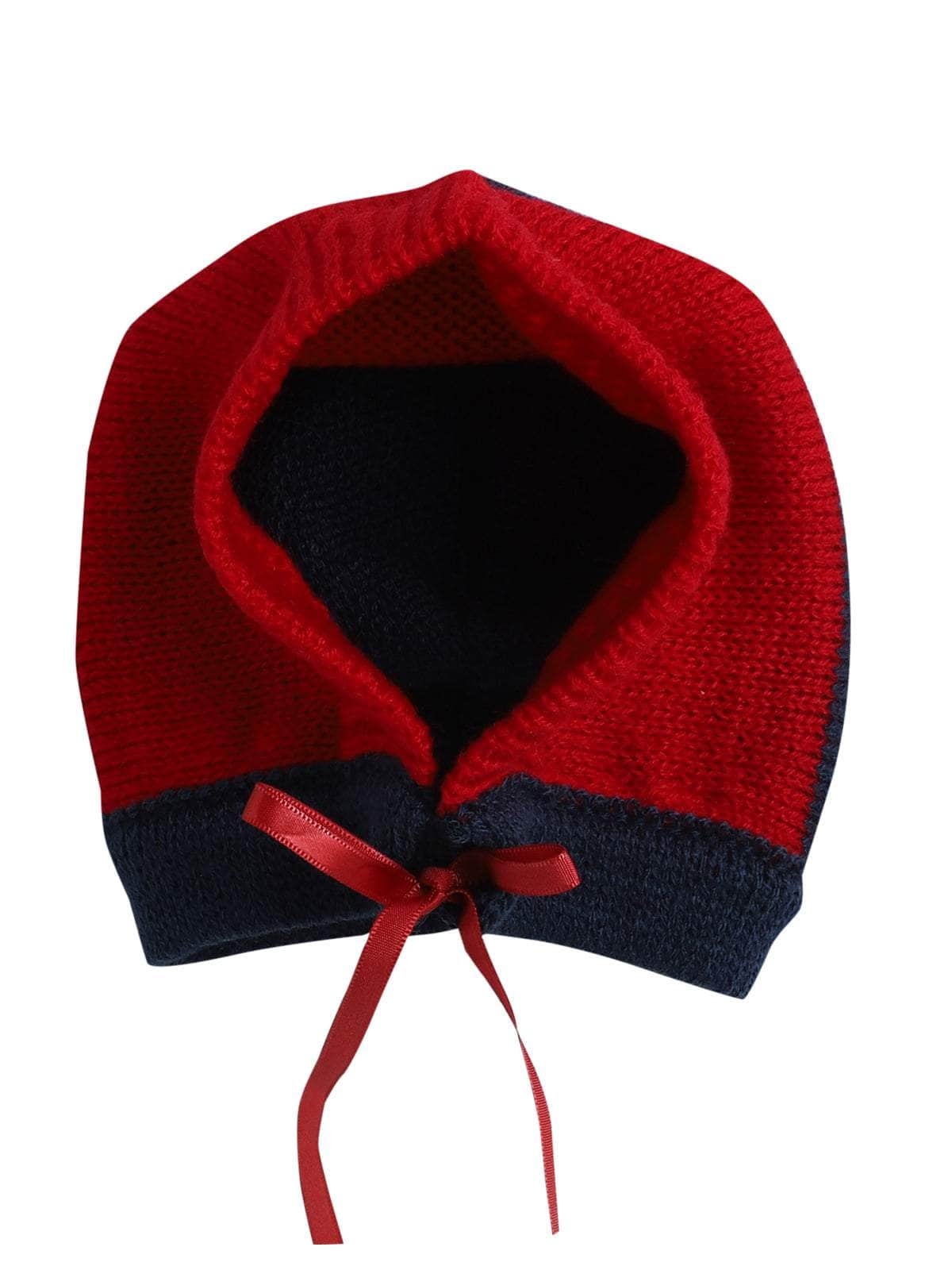 Little Angels Little Angels Sweater Set Baby Wool Full Sleeves V-Neck Color-Block Navy & Red 3-Piece Set Sweater Sets Tiny Spark Soft Knit Set