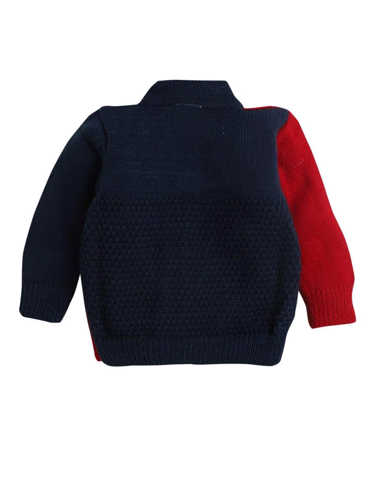 Little Angels Little Angels Sweater Set Baby Wool Full Sleeves V-Neck Color-Block Navy & Red 3-Piece Set Sweater Sets Tiny Spark Soft Knit Set