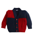 Little Angels Little Angels Sweater Set Baby Wool Full Sleeves V-Neck Color-Block Navy & Red 3-Piece Set Sweater Sets Tiny Spark Soft Knit Set