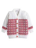 Little Angels Little Angels Sweater Set Baby Wool Full Sleeves V-Neck Fair Isle Knitted Red 3-Piece Set Sweater Sets Tiny Treasures Gems Knit Set