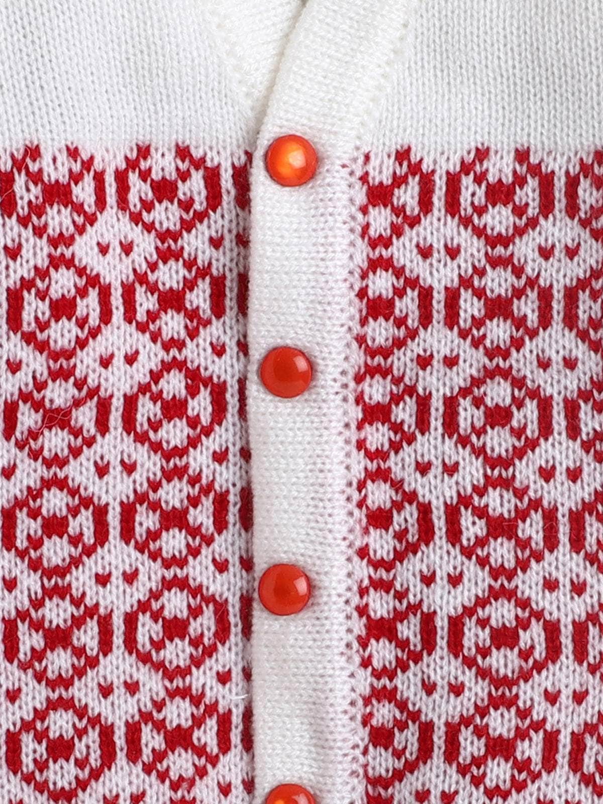 Little Angels Little Angels Sweater Set Baby Wool Full Sleeves V-Neck Fair Isle Knitted Red 3-Piece Set Sweater Sets Tiny Treasures Gems Knit Set