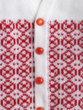 Little Angels Little Angels Sweater Set Baby Wool Full Sleeves V-Neck Fair Isle Knitted Red 3-Piece Set Sweater Sets Tiny Treasures Gems Knit Set
