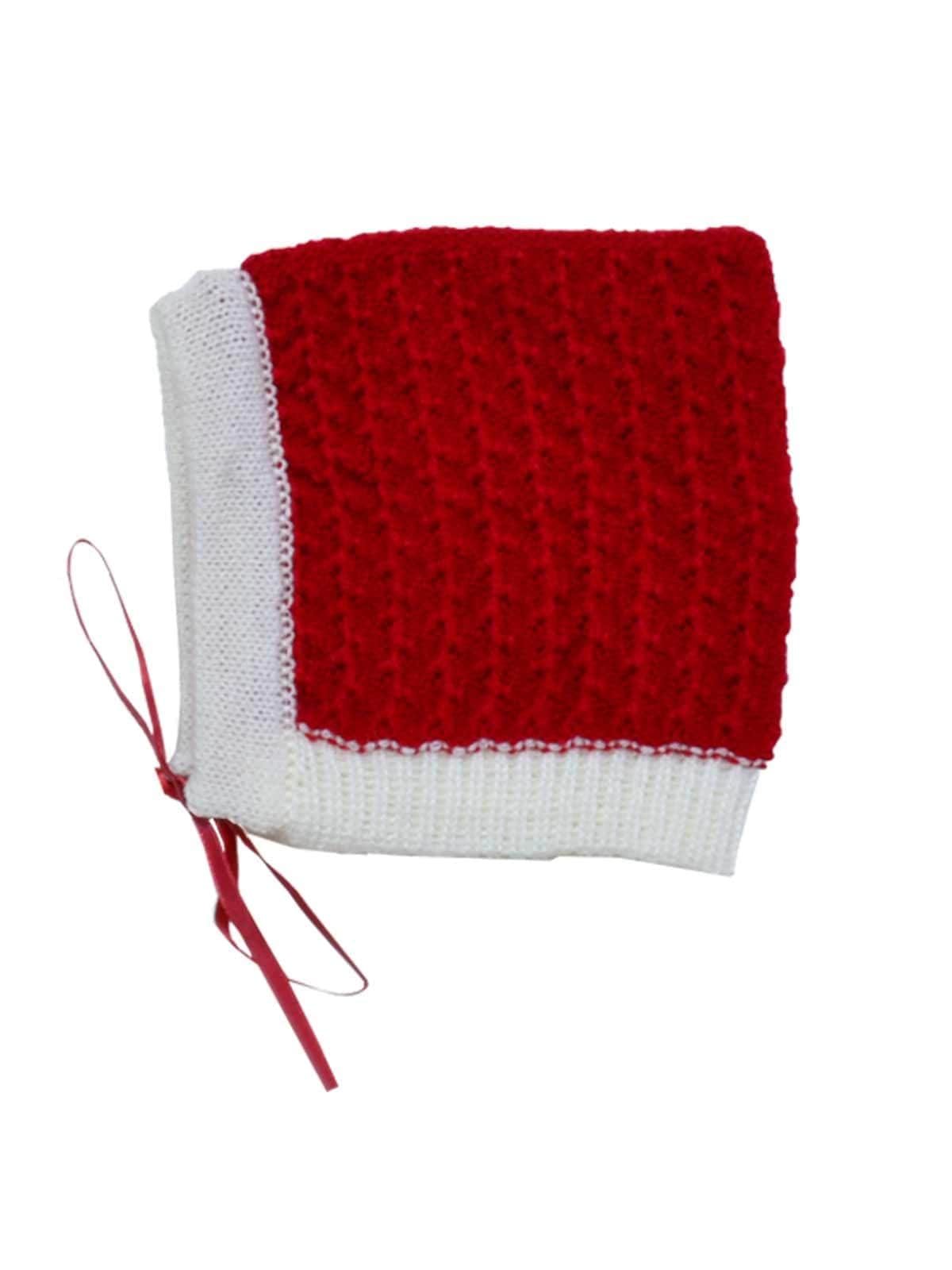 Little Angels Little Angels Sweater Set Baby Wool Full Sleeves V-Neck Fair Isle Knitted Peach 3-Piece Set Sweater Sets Tiny Treasures Gems Knit Set 6-12M / Red / Baby Wool