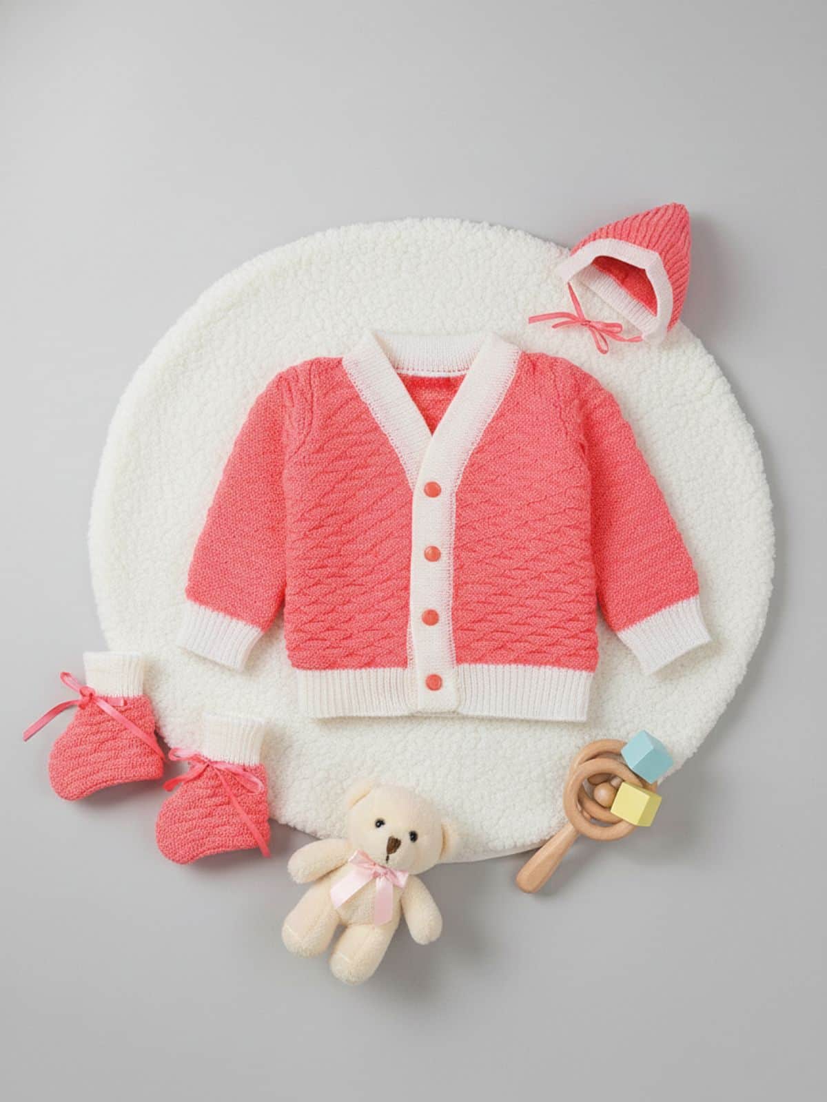 Little Angels Tiny Twinkle Knitwear set Sweater Sets Tiny Twinkle Knitwear set 6-12 M / Neon Pink / Baby Wool
