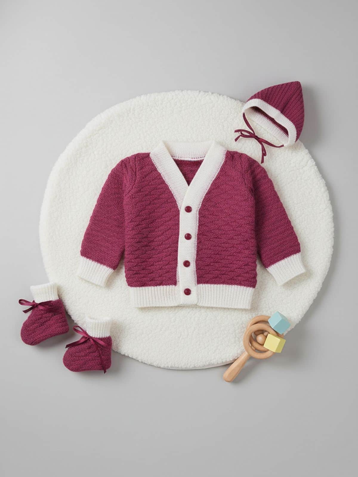 Little Angels Tiny Twinkle Knitwear set Sweater Sets Tiny Twinkle Knitwear set 6-12 M / Wine / Baby Wool