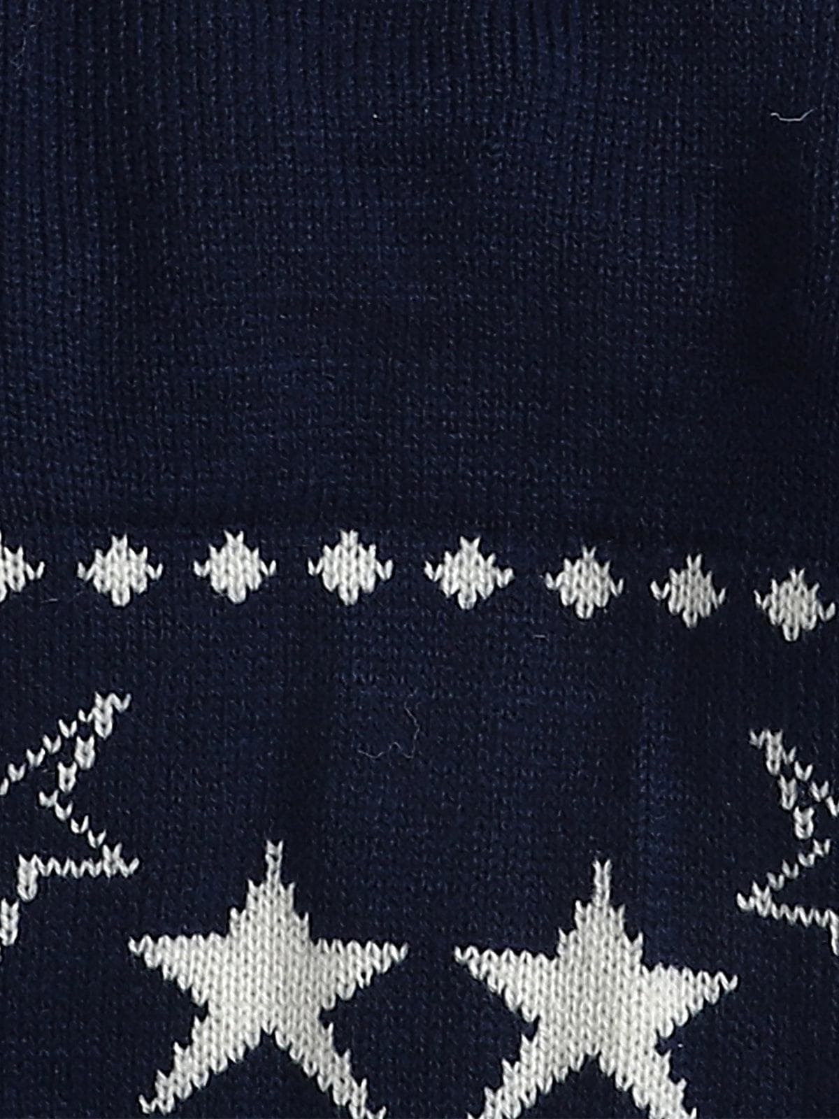 Little Angels Little Angels Sweater Set Baby Wool Full Sleeves V-Neck Jacquard Star Design Blue & Cream 3-Piece Set Sweater Sets Twinkle Nest Baby Knit Set