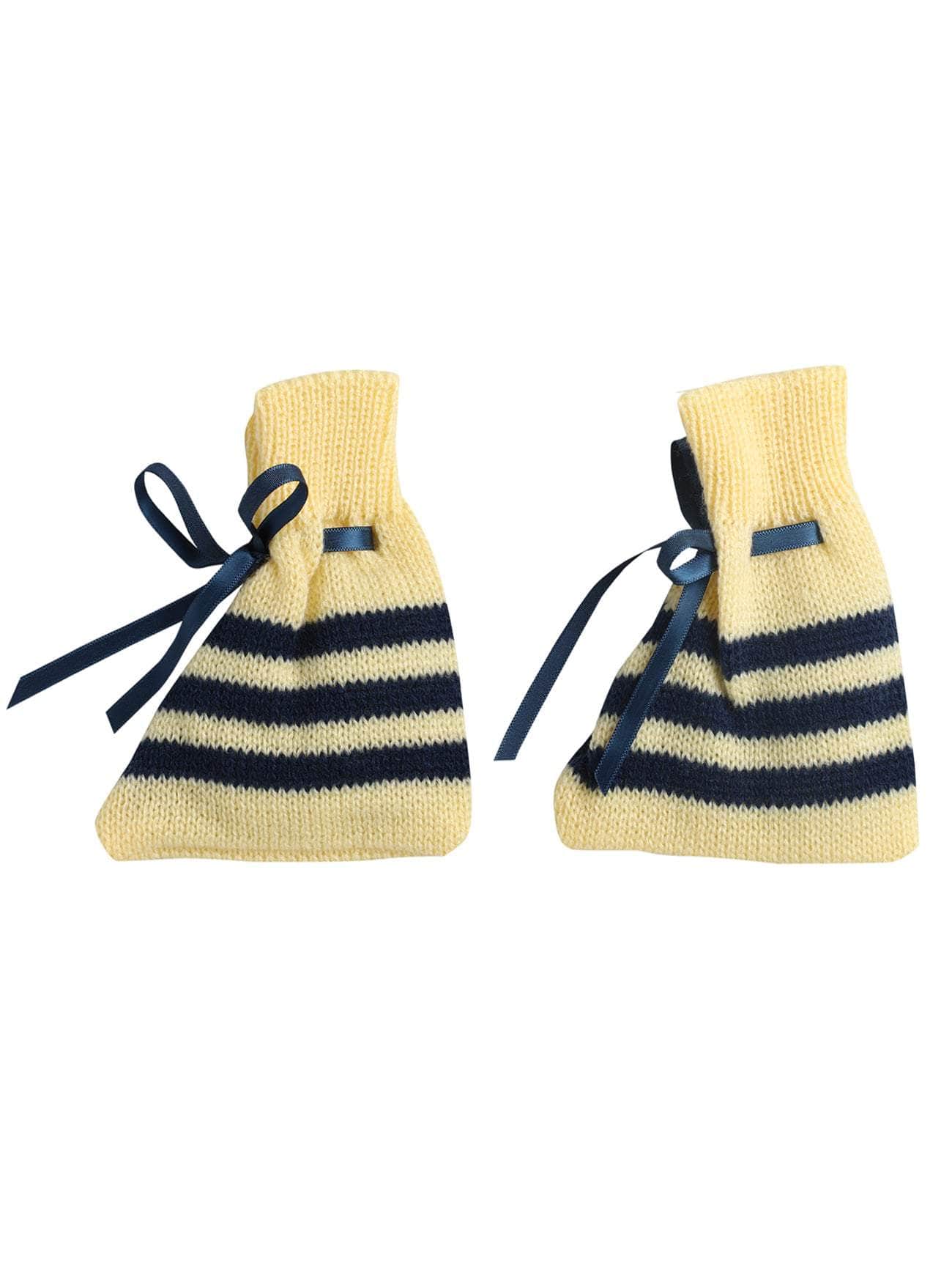 Little Angels Little Angels Sweater Set Baby Wool Full Sleeves V-Neck Jacquard Star Design Blue & Cream 3-Piece Set Sweater Sets Twinkle Nest Baby Knit Set